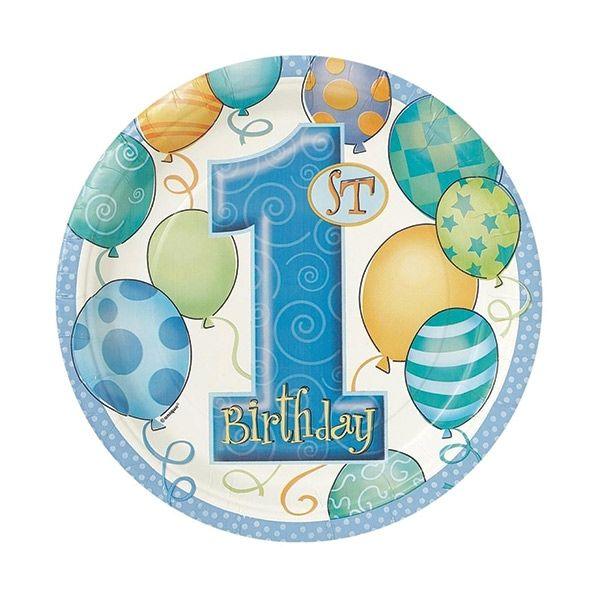 1 Jahr Birthday Pappteller blau - Tortendekoshop