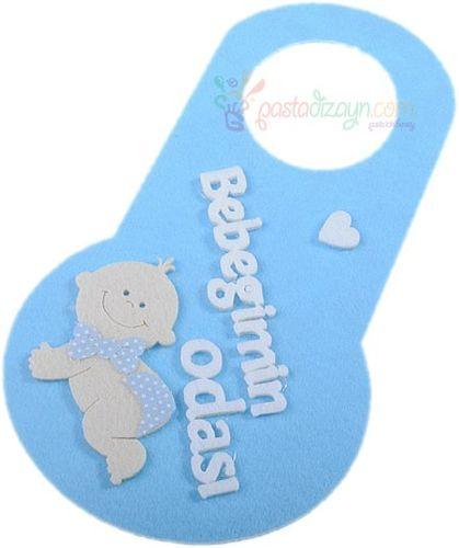 Babyzimmer Tür Deko blau - Tortendekoshop