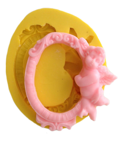 Bilderrahmen mit Engel Silikonform, oval - Tortendekoshop