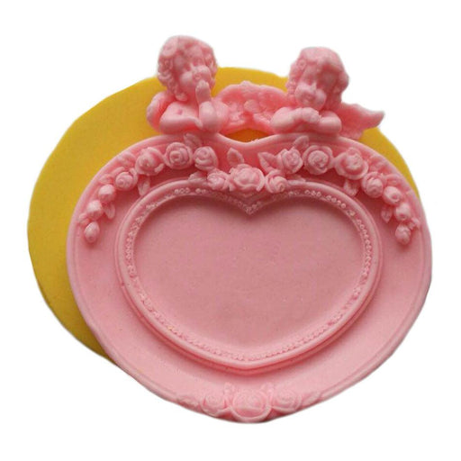 Bilderrahmen Silikonform mit zwei Engel, gross - Tortendekoshop