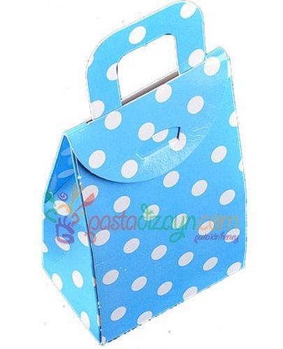 Blau Gepunktet Karton Taschen,10 Stk. - Tortendekoshop