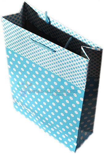 Blau gepunktete Geschenktüte, 14x17cm - Tortendekoshop