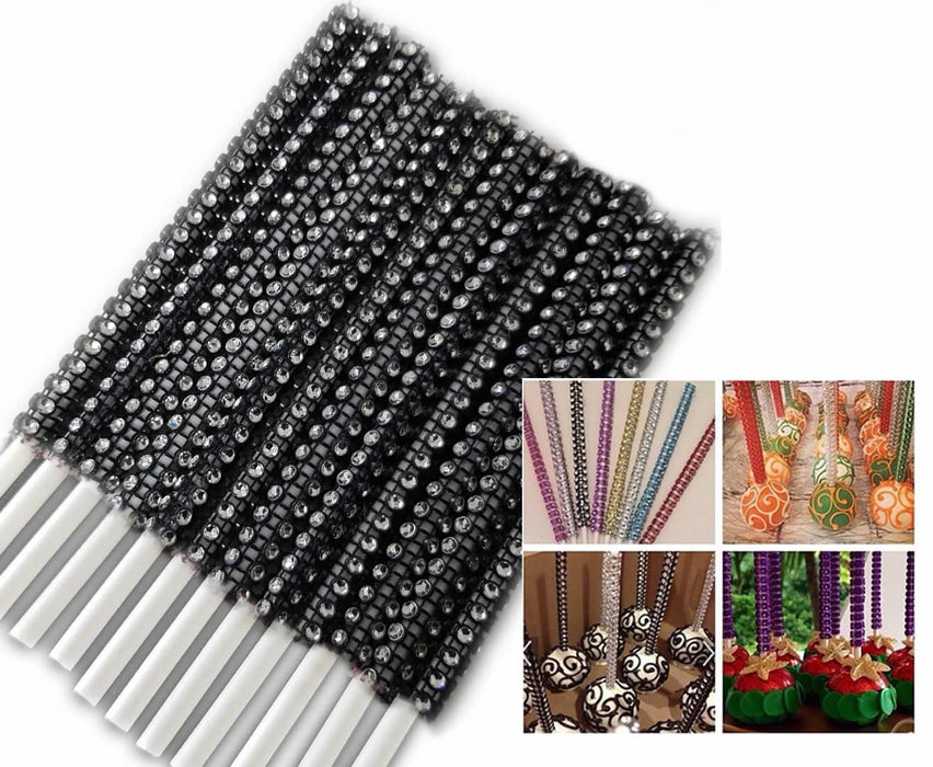 Cakepop, Lollipop Stiele mit Steinen, Schwarz - Tortendekoshop