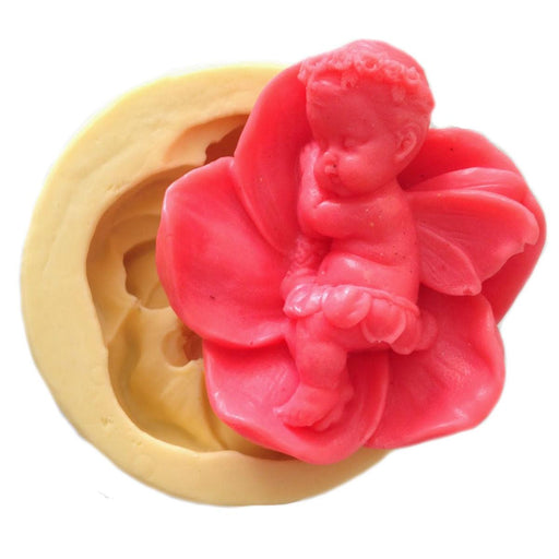 Engel Baby auf Blume Silikonform - Tortendekoshop
