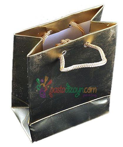 Gold Karton Geschenktüte , 11x11cm - Tortendekoshop