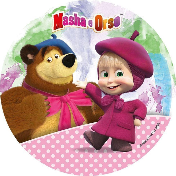 Mascha und der Bär Runde Tortenaufleger - Tortendekoshop