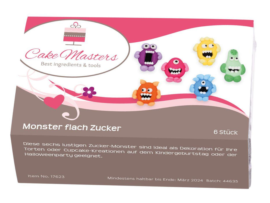 Monster flach Zucker, 6 Stück - Tortendekoshop