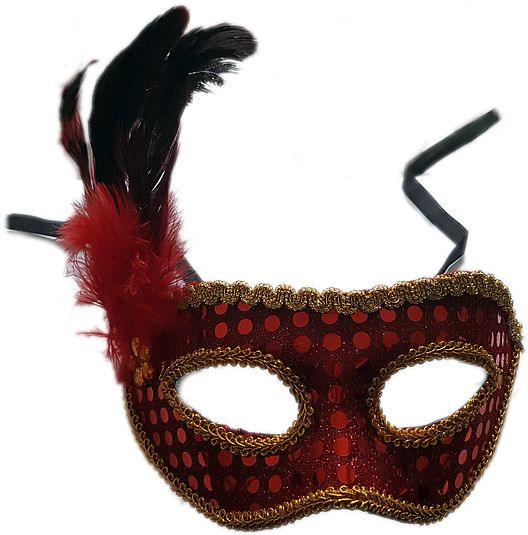 Party Maske rot mit Federn - Tortendekoshop