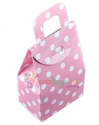 Rosa gepunktet Karton Taschen - Tortendekoshop