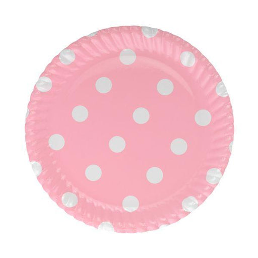 Rosa gepunktet Party Pappteller - Tortendekoshop