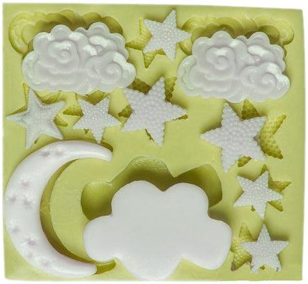 Stern, Mond, Wolke Thema Silikonform - Tortendekoshop