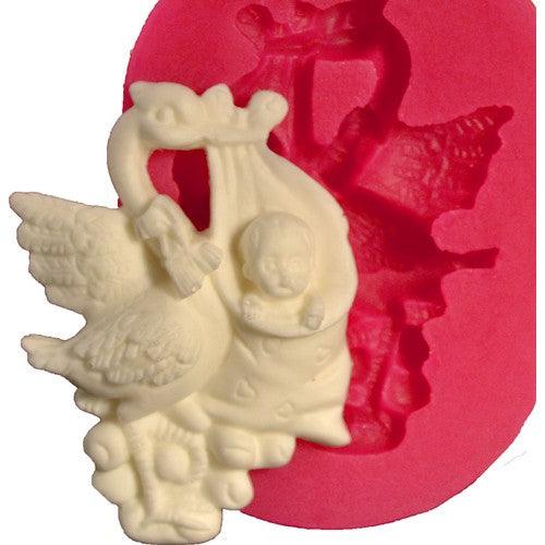 Storch mit Baby Thema Silikonform - Tortendekoshop
