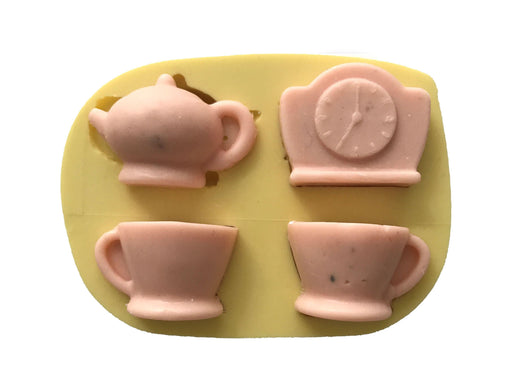 Teekanne Thema mit Tassen Silikonform - Tortendekoshop