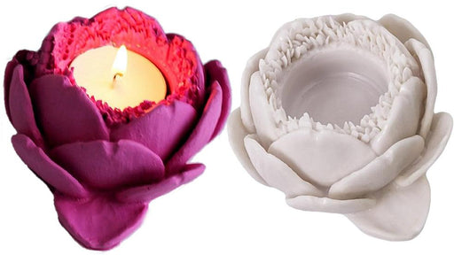 Teelichthalter mit Blatter Silikonform - Tortendekoshop