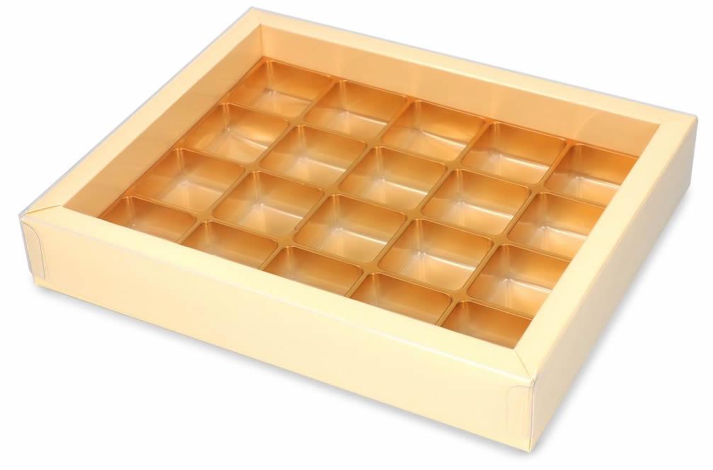 Trüffel Verpackung champagner für 20 Trüffel - Tortendekoshop