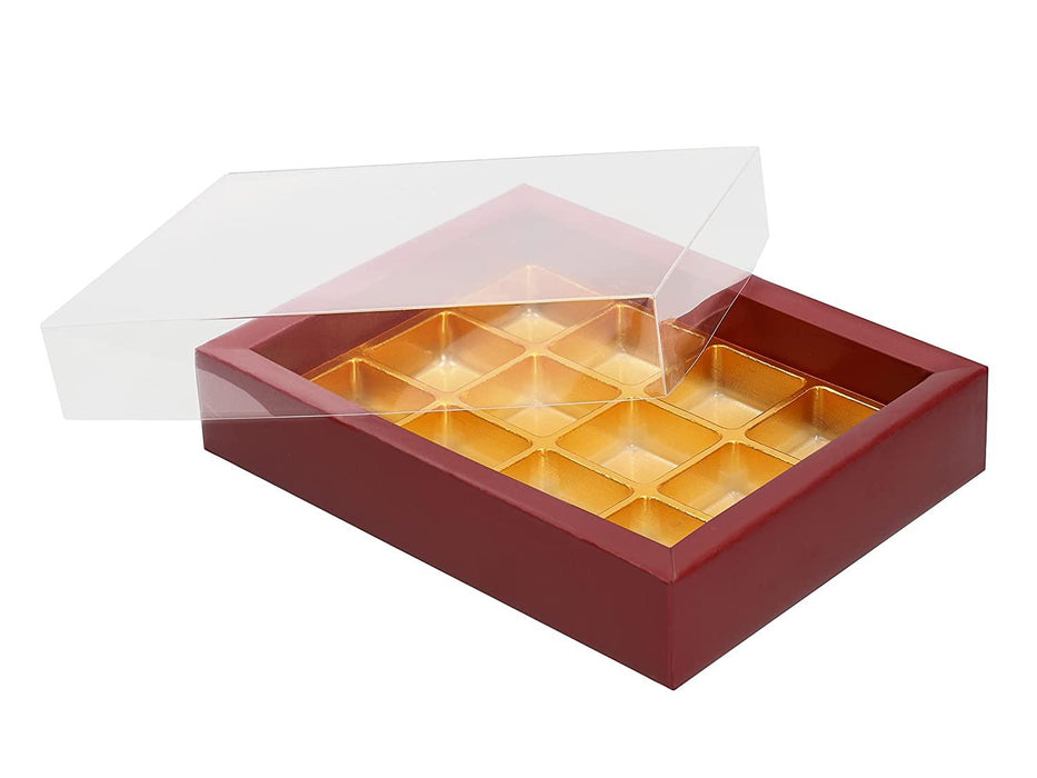 Trüffelverpackung für 12 Trüffel, bordeux - Tortendekoshop