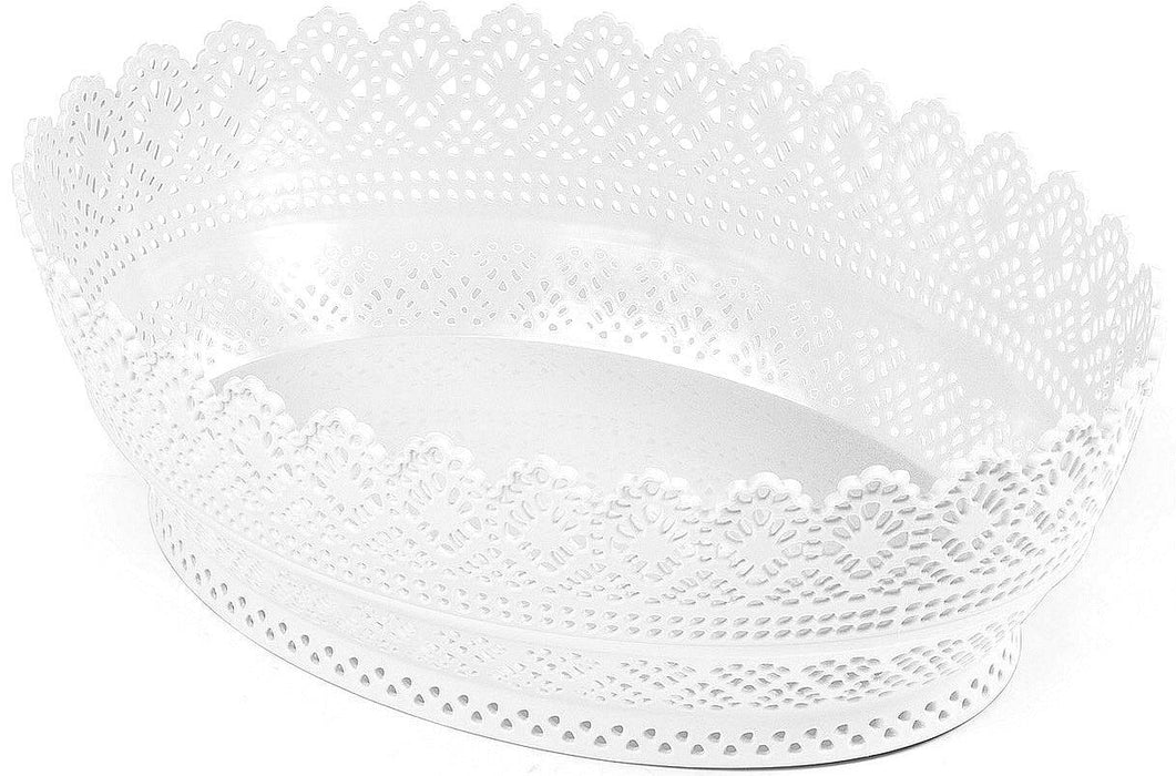 Weiß Oval Deko Korb - Tortendekoshop