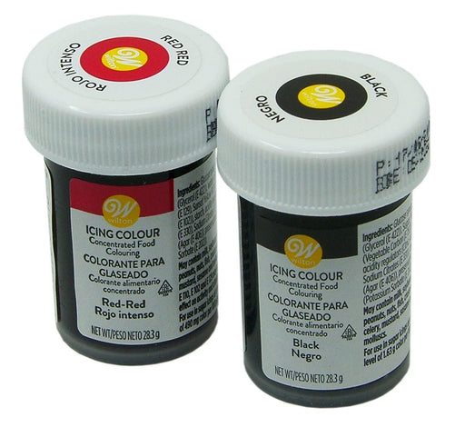 Wilton Lebensmittelfarbe Gel, schwarz, rot, 28g - Tortendekoshop
