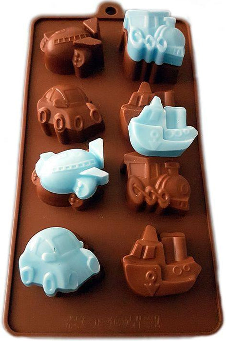 Zug, Auto, Boot, Schiff, Flugzeug Schokoladen Silikonform - Tortendekoshop