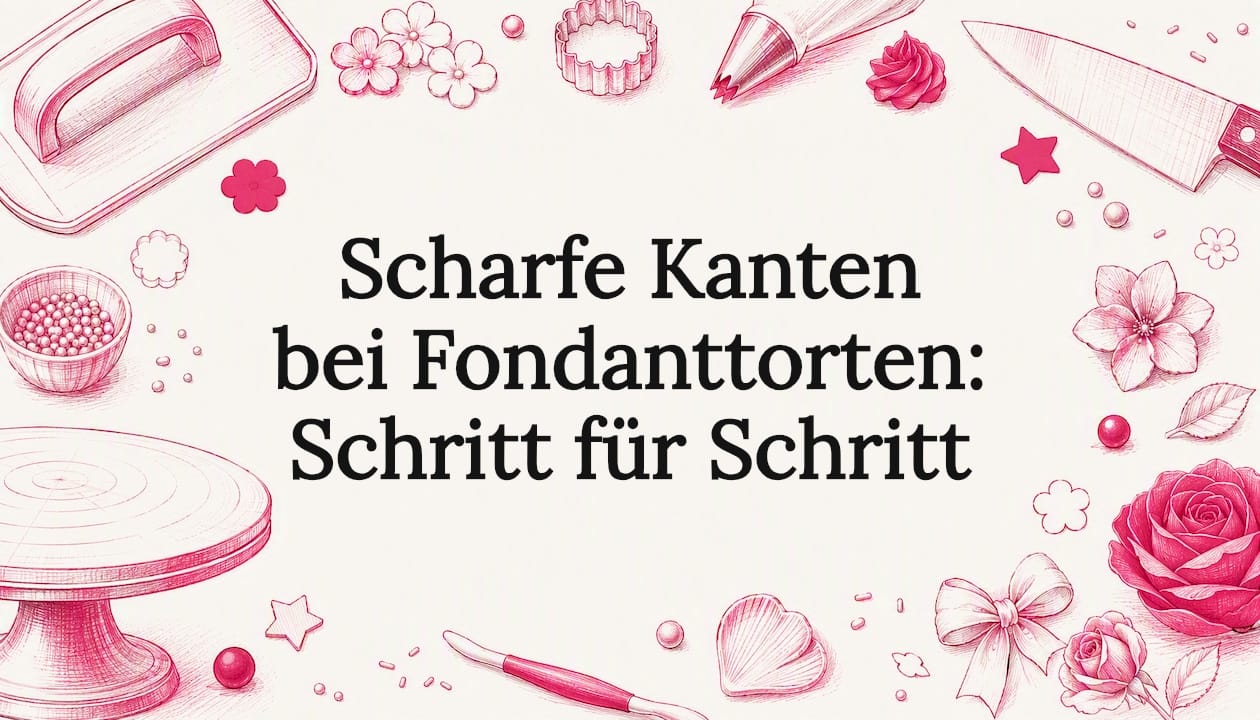 Stimmungsvolle Titelgrafik rund ums Tortendekorieren – mit allerlei Werkzeugen für kreative Kuchengestaltung