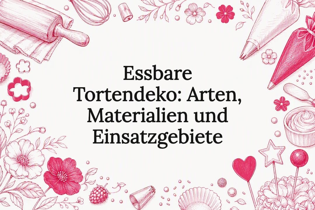 Handgezeichnete dekorative Überschrift mit Illustrationen zum Tortendekorieren