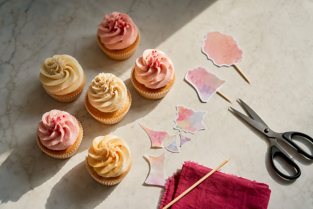 Cupcakes mit diversen anonymen Topping-Varianten