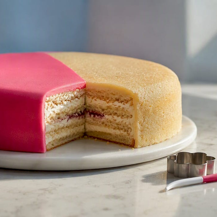 Torte mit Fondant- und Marzipanschicht