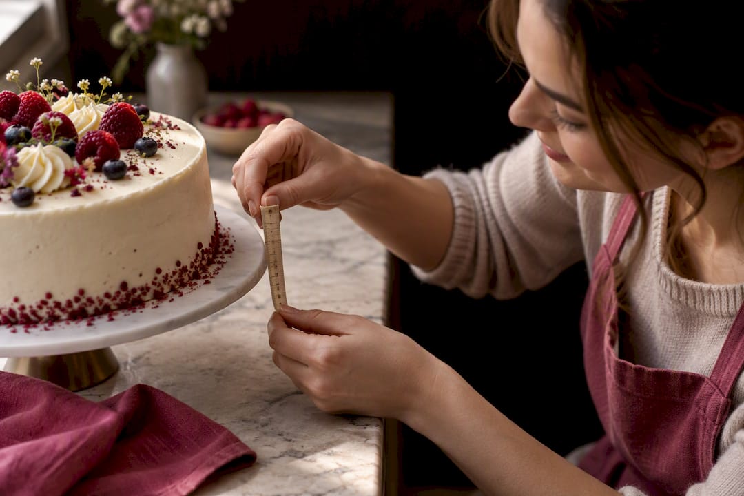 Die Torte wird auf die passende Plattengröße überprüft