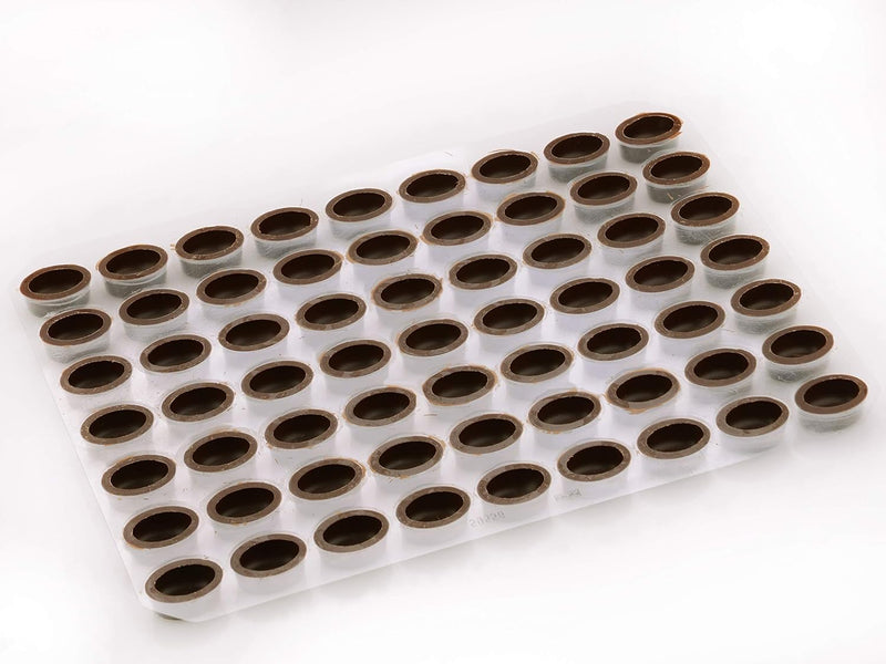 1 ovale kom van aluminiumfolie, pure chocolade 