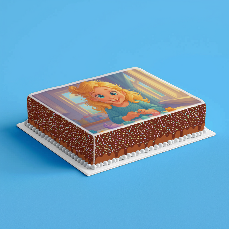 Frozen Geburtstag  – Essbares Zuckerbild mit Elsa-Stil und Wunschtext, Rechteckig Tortenaufleger - 200.0 G