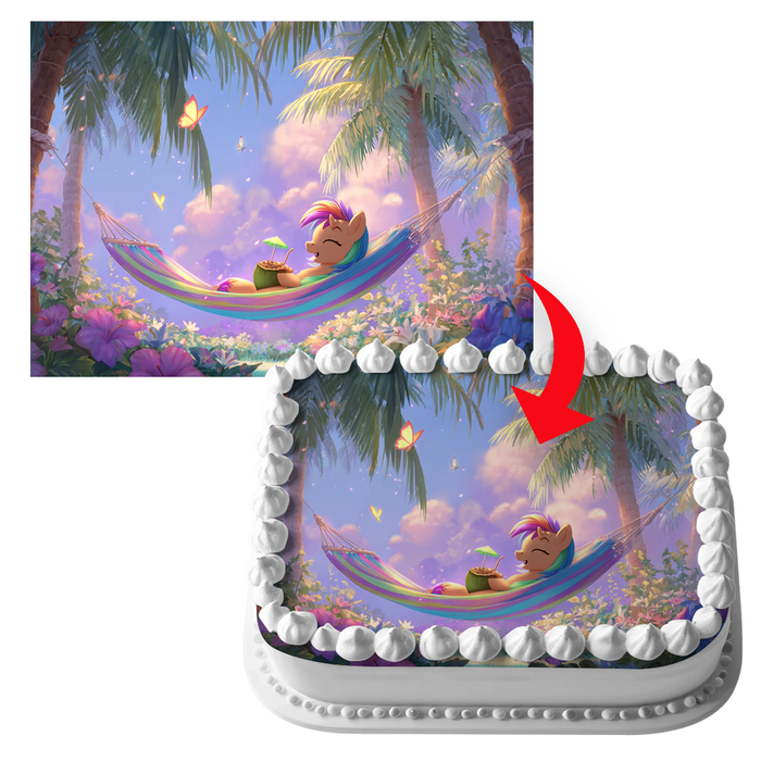 My Little Pony, Rainbow Pony, Tropischer Urlaub – Rechteckig Tortenaufleger - 200.0 G