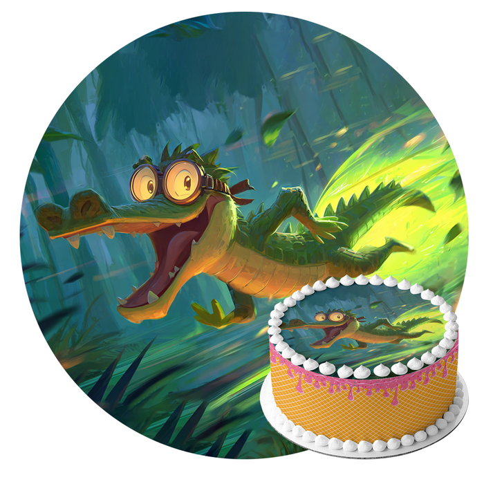 Turbo Krokodil, Lustiger Comic Stil, Dschungel Thema, Runde Tortenaufleger - 400.0 G