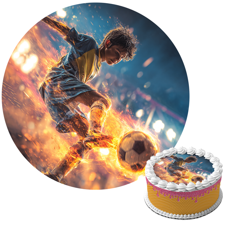 Anime-Fußballheld, Feuerball, Action-Motiv, Kindergeburtstag, Runde Tortenaufleger - 400.0 G