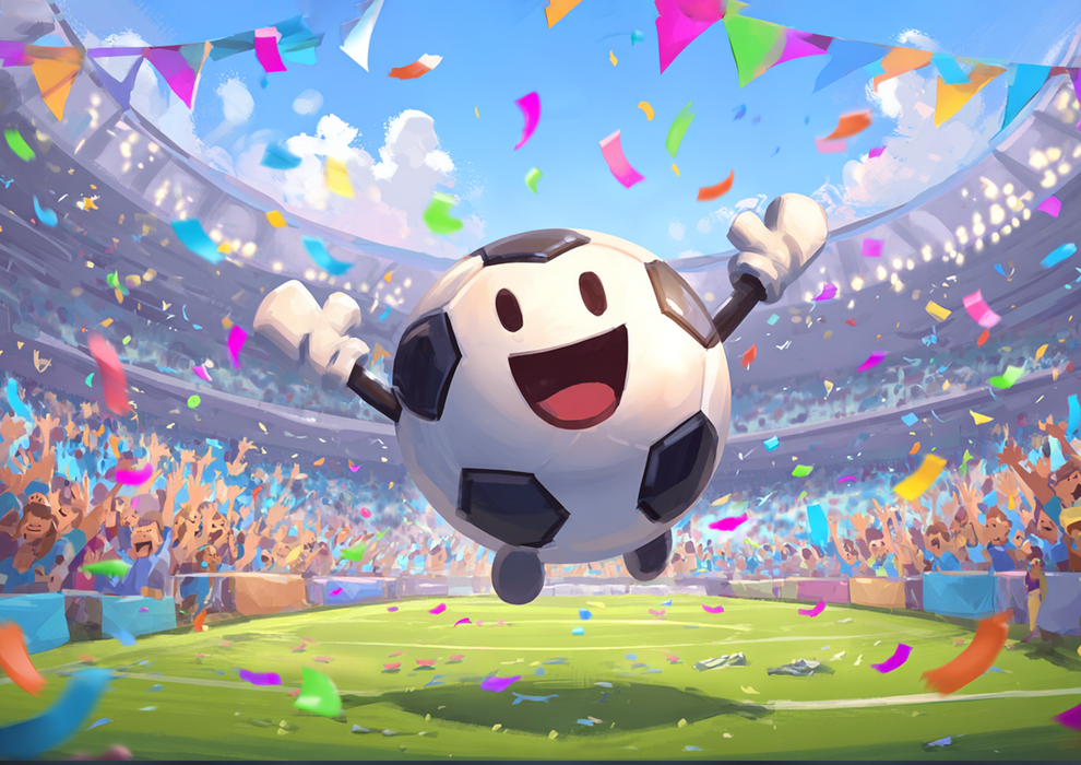 Jubelnder Fußball-Charakter, Lustiges Stadion-Motiv, Rechteckig Tortenaufleger - 200.0 G