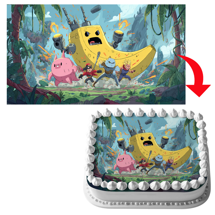 Anime Krieger & Roboter-Banane, Abenteuer Stil, Rechteckig Tortenaufleger - 200.0 G