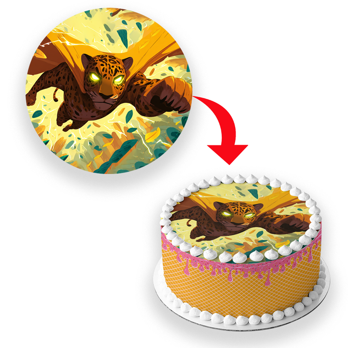 Superhelden Tiger, Comic Stil, Dschungel Thema, Runde Tortenaufleger - 400.0 G