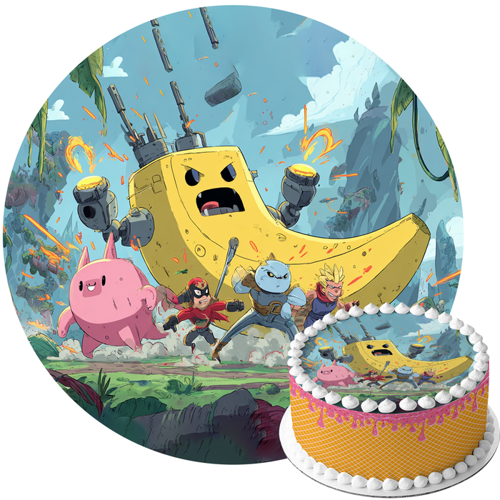 Anime Krieger & Roboter-Banane, Abenteuer Stil, Runde Tortenaufleger - 400.0 G