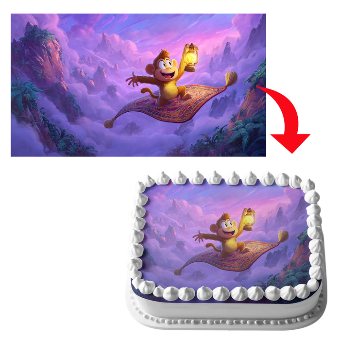 Magischer Affe, Fliegender Teppich, Aladdin Stil, Rechteckig Tortenaufleger - 200.0 G