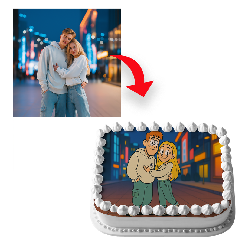Personalisierter  mit Wunschbild – Cartoon Stil Geburtstag Rechteckig Tortenaufleger - 200.0 G