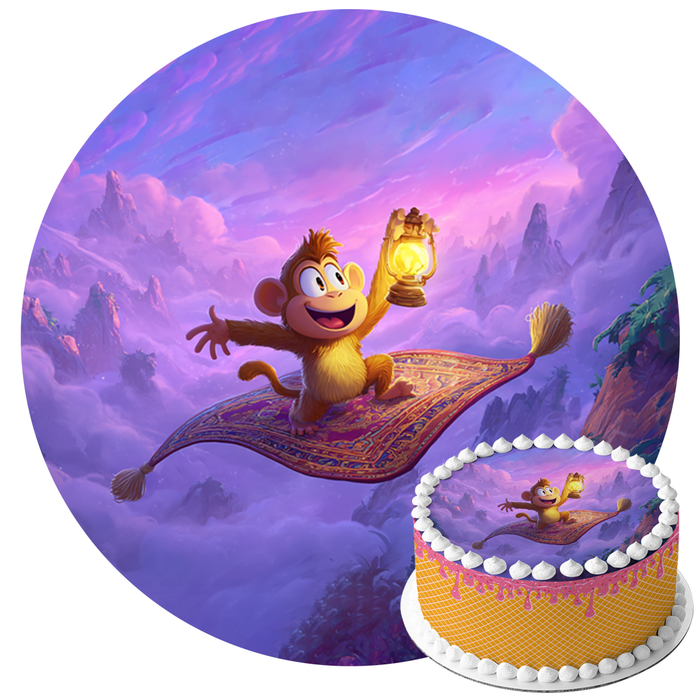 Magischer Affe, Fliegender Teppich, Aladdin Stil, Runde Tortenaufleger - 400.0 G