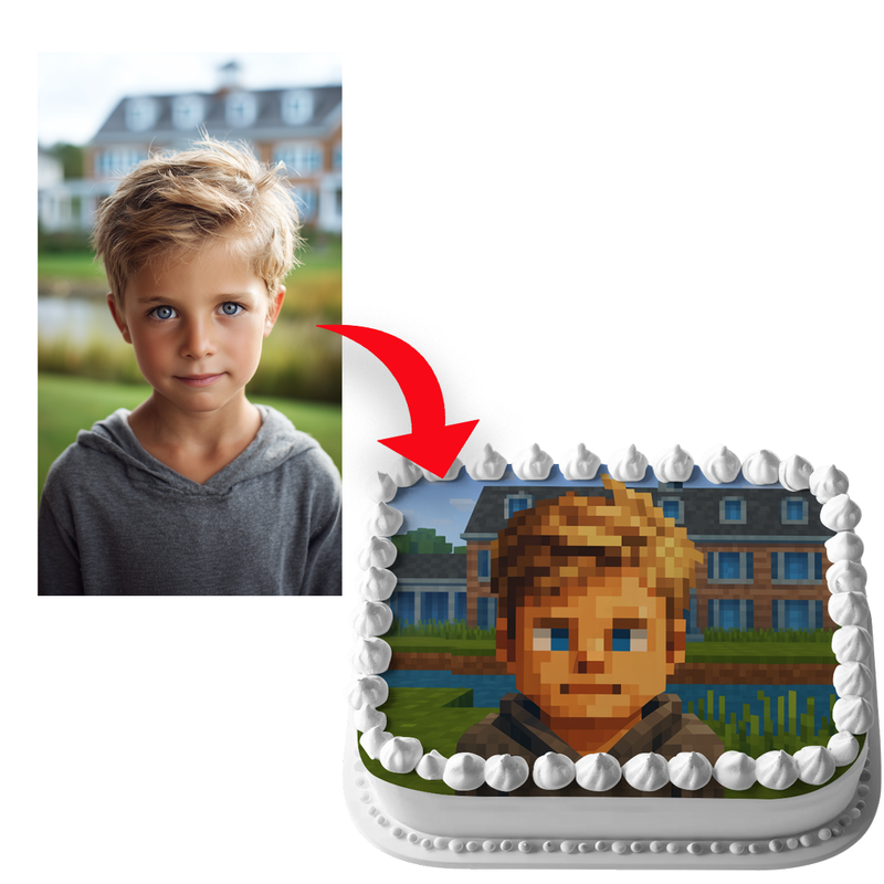 Minecraft Stil Geburtstag, Personalisierter Rechteckig Tortenaufleger – 200.0 G
