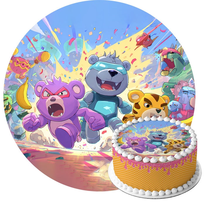 Action Bären, Arcade Stil, Partyspiel Thema, Runde Tortenaufleger - 400.0 G