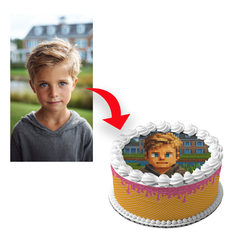 Minecraft Geburtstag  mit Wunschtext, Runde Tortenaufleger, Zuckerbild - 400.0 G