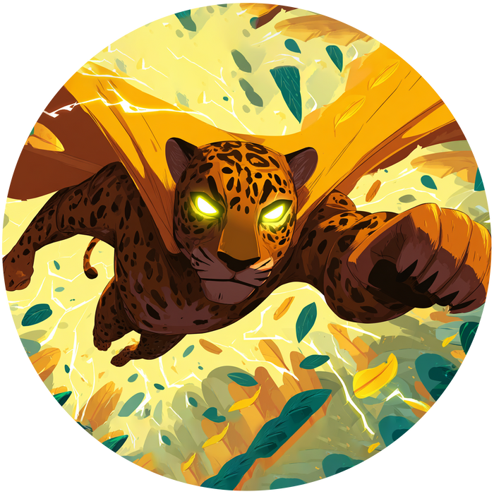 Superhelden Tiger, Comic Stil, Dschungel Thema, Runde Tortenaufleger - 400.0 G