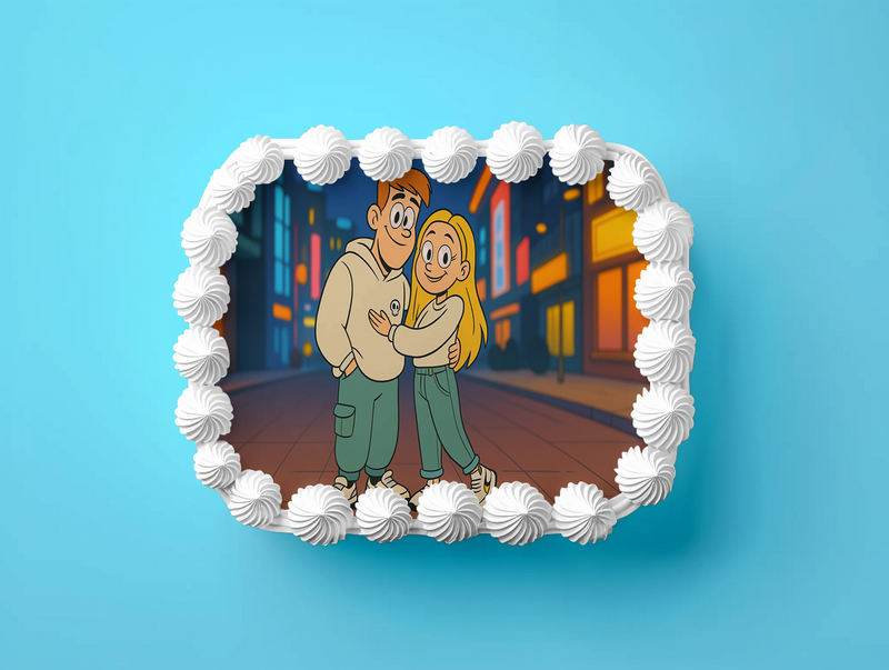Personalisierter  mit Wunschbild – Cartoon Stil Geburtstag Rechteckig Tortenaufleger - 200.0 G