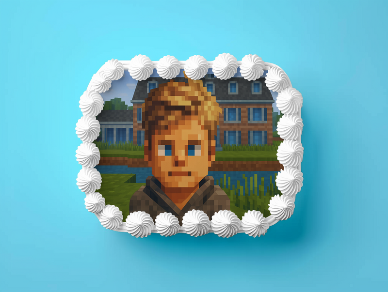 Minecraft Stil Geburtstag, Personalisierter Rechteckig Tortenaufleger – 200.0 G