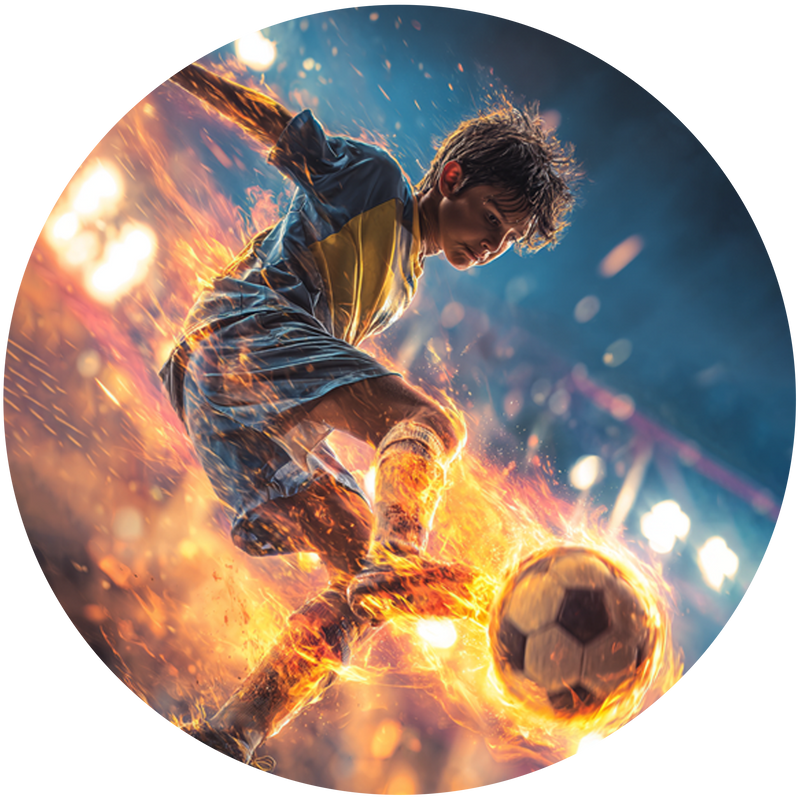 Anime-Fußballheld, Feuerball, Action-Motiv, Kindergeburtstag, Runde Tortenaufleger - 400.0 G