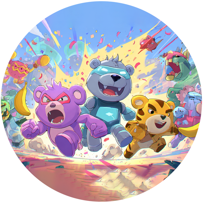 Action Bären, Arcade Stil, Partyspiel Thema, Runde Tortenaufleger - 400.0 G