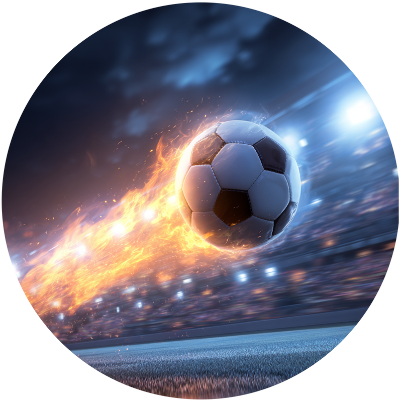 Feuerball-Fußball, Stadionlicht, Action-Motiv, Kindergeburtstag, Runde Tortenaufleger - 400.0 G
