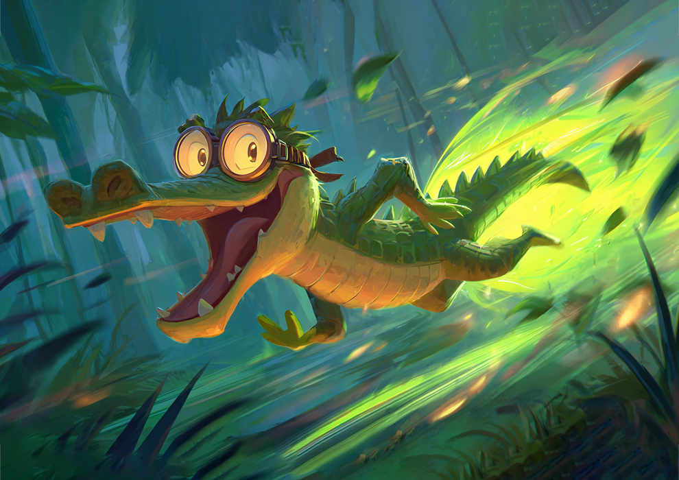 Turbo Krokodil, Lustiger Comic Stil, Dschungel Thema, Rechteckig Tortenaufleger - 200.0 G